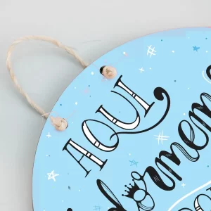 Placa Decorativa Mdf – Aqui Dormem Dois Príncipes – 20×20