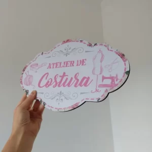 Placa Decorativa Mdf Atelier De Costura 33x20cm 6mm