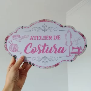 Placa Decorativa Mdf Atelier De Costura 33x20cm 6mm