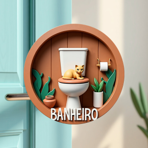 Placa Decorativa Mdf Redonda Banheiro Divertido 20×20 Cm – 2D – MOD.03 BANHEIRO