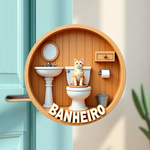 Placa Decorativa Mdf Redonda Banheiro Divertido 20×20 Cm – 2D – MOD.14 BANHEIRO