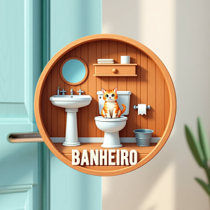 Placa Decorativa Mdf Redonda Banheiro Divertido 20×20 Cm – 2D – MOD.15 BANHEIRO