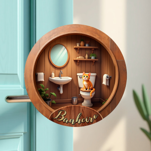Placa Decorativa Mdf Redonda Banheiro Divertido 20×20 Cm – 2D – MOD.17 BANHEIRO
