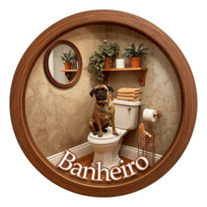 Placa Decorativa Mdf Redonda Banheiro Divertido Dog Cachorro – 2D – dog-01