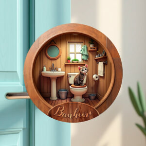 Placa Decorativa Mdf Redonda Banheiro Divertido 20×20 Cm – 2D