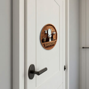 Placa Decorativa Mdf Redonda Banheiro Divertido Madeira – 2D