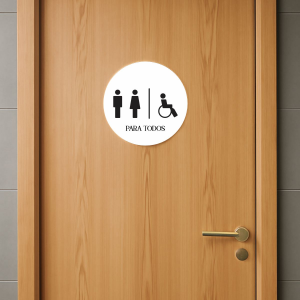 Placa Decorativa Mdf Redonda Banheiro 20×20 Cm – 2D