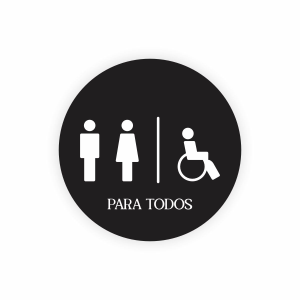 Placa Decorativa Mdf Redonda Banheiro 20×20 Cm – 2D – Banheiro para todos | preto