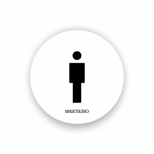 Placa Decorativa Mdf Redonda Banheiro 20×20 Cm – 2D – Masculino | Branco