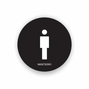 Placa Decorativa Mdf Redonda Banheiro 20×20 Cm – 2D – Masculino | Preto