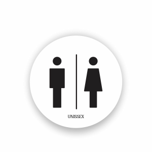 Placa Decorativa Mdf Redonda Banheiro 20×20 Cm – 2D – unissex | branco