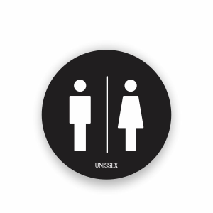 Placa Decorativa Mdf Redonda Banheiro 20×20 Cm – 2D – unissex | preto