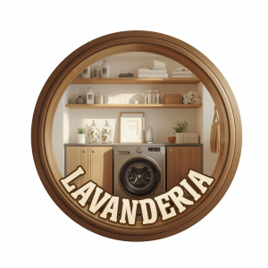 Placa Decorativa Mdf Redonda Lavanderia Porta Parede 20cm – 2D – LVA-01