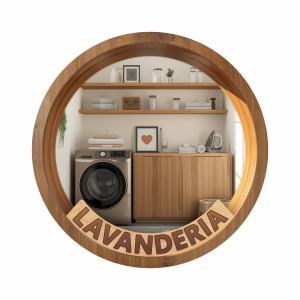 Placa Decorativa Mdf Redonda Lavanderia Porta Parede 20cm – 2D – LVA-03