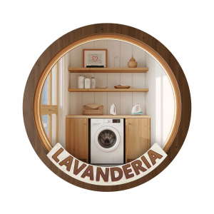 Placa Decorativa Mdf Redonda Lavanderia Porta Parede 20cm – 2D – LVA-04