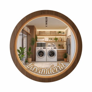 Placa Decorativa Mdf Redonda Lavanderia Porta Parede 20cm – 2D – LVA-05