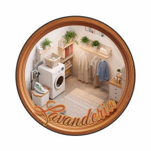 Placa Decorativa Mdf Redonda Lavanderia Porta Parede 20cm – 2D – LVA-06