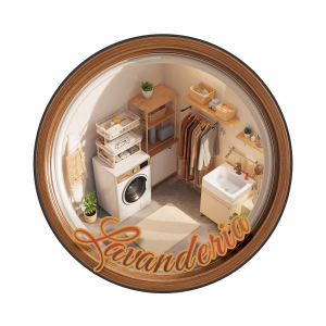 Placa Decorativa Mdf Redonda Lavanderia Porta Parede 20cm – 2D – LVA-07