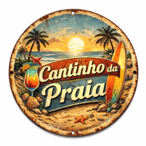 Placa Decorativa “Cantinho da Praia” – Estilo Praiano Relax em MDF 20x20cm – 2D – CANT-P02