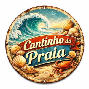 Placa Decorativa “Cantinho da Praia” – Estilo Praiano Relax em MDF 20x20cm – 2D – CANT-P03