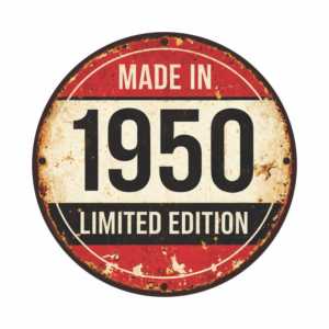 Placa Decorativa Vintage “Made in 1980” – Estilo Retrô Industrial em MDF 20x20cm – 2D – 1950