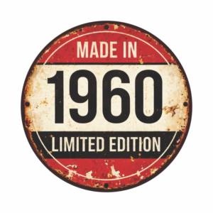 Placa Decorativa Vintage “Made in 1980” – Estilo Retrô Industrial em MDF 20x20cm – 2D – 1960