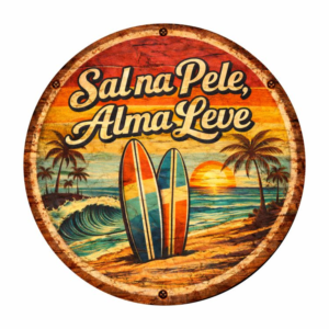Placa Decorativa "Sal na Pele, Alma Leve" – Estilo Praiano Retrô em MDF 20x20cm - 2D