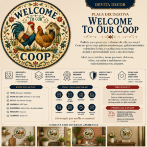 Placa Decorativa Welcome To Our Coop Estilo Farmhouse Vintag Estilo Farmhouse Vintage