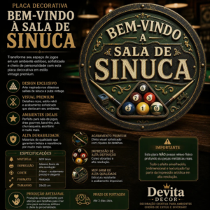 Placa Decorativa Bem-vindo À Sala De Sinuca Estilo Vintage Bem-vindo À Sala De Sinuca
