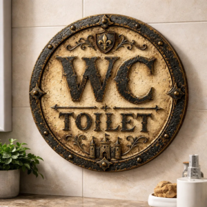 Placa Decorativa Wc Toilet Medieval Estilo Retrô Castelo Mdf Wc Toilet Medieval