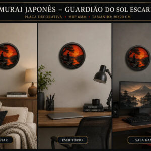 Placa Decorativa Samurai Japonês Arte Oriental Em Mdf Samurai Japonês