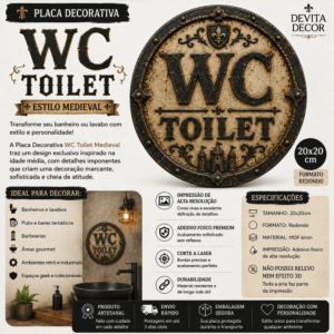 Placa Decorativa Wc Toilet Medieval Estilo Retrô Castelo Mdf Wc Toilet Medieval
