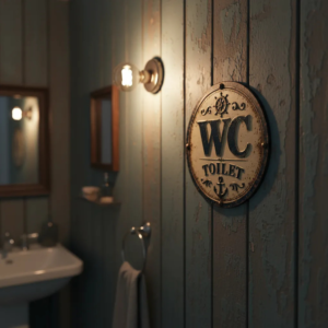 Placa Decorativa Wc Toilet Vintage Náutico Envelhecido Mdf Toilet Vintage Náutico