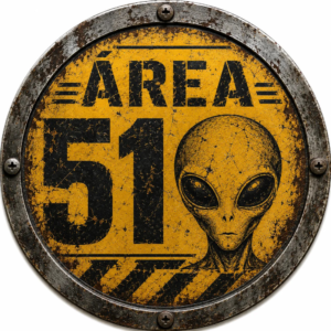 Placa Decorativa Área 51 Alienígena Estilo Industrial Retrô Área 51 Alienígena Envelhecido
