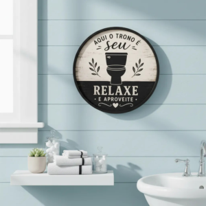 Placa Banheiro – Aqui O Trono É Seu Relaxe E Aproveite Mdf Banheiro Divertido 02