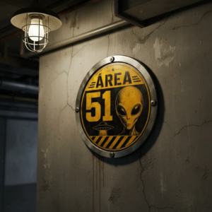 Placa Decorativa Área 51 Alienígena Estilo Industrial Retrô Área 51 Alienígena Estilo Industrial