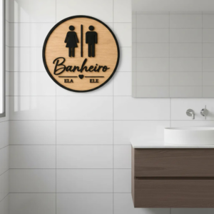 Placa Decorativa Banheiro Ela E Ele Unissex Sinalização Banheiro Ela E Ele
