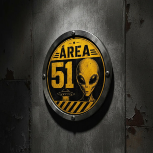 Placa Decorativa Área 51 Alienígena Estilo Industrial Retrô Área 51 Alienígena Estilo Industrial