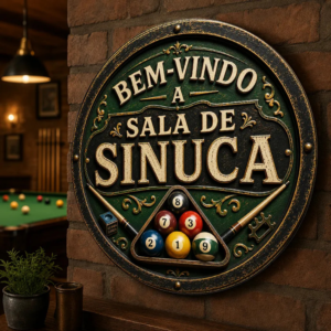 Placa Decorativa Bem-vindo À Sala De Sinuca Estilo Vintage Bem-vindo À Sala De Sinuca