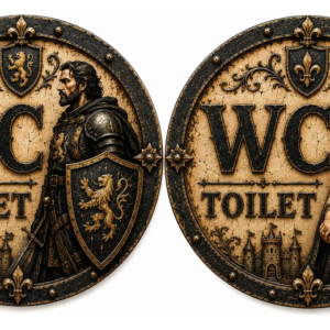 Kit 2 Placas Decorativas Wc Toilet Medieval Fem E Masc Mdf Kit Toilet Medieval Feminino E Masculino