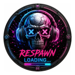 Placa Decorativa Respawn Loading Caveira Gamer Neon Em Mdf Respawn Loading