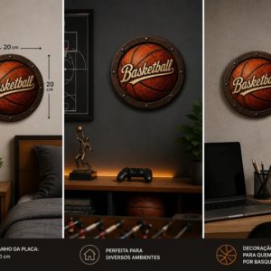 Placa Decorativa Basketball Vintage Em Mdf 20x20cm Basquete Basketball Vintage