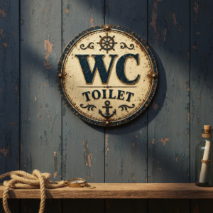 Placa Decorativa Wc Toilet Vintage Náutico Envelhecido Mdf Toilet Vintage Náutico
