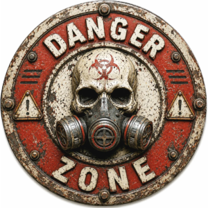 Placa Danger Zone Estilo Industrial Pós-apocalíptico Decor Danger Zone Estilo Industrial