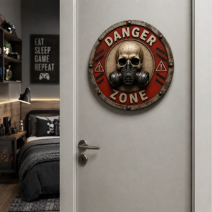 Placa Danger Zone Estilo Industrial Pós-apocalíptico Decor Danger Zone