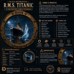 Placa Decorativa R.m.s. Titanic O Encontro Com O Iceberg Mdf Mod.22 Banheiro