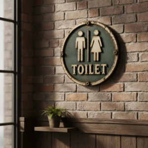 Placa Decorativa Toilet Envelhecida Vintage Banheiro Mdf 2d Toilet Retro 2