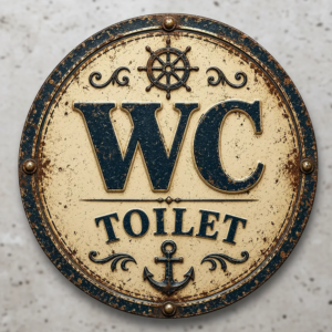 Placa Decorativa Wc Toilet Vintage Náutico Envelhecido Mdf Toilet Vintage Náutico