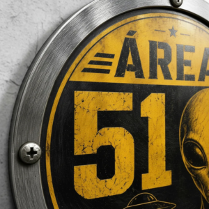 Placa Decorativa Área 51 Alienígena Estilo Industrial Retrô Área 51 Alienígena Estilo Industrial