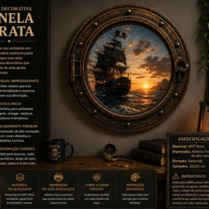 Placa Decorativa Janela Pirata Vista Náutica Vintage Mdf Janela Pirata Vista Náutica Vintage